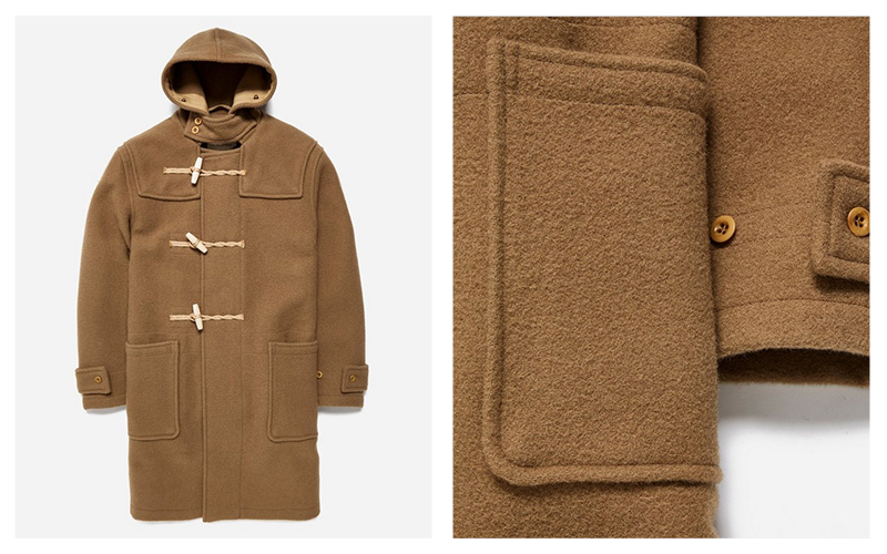 Le tasche rettangolari sul dufflecoat Gloverall La tasca del dufflecoat Gloverall