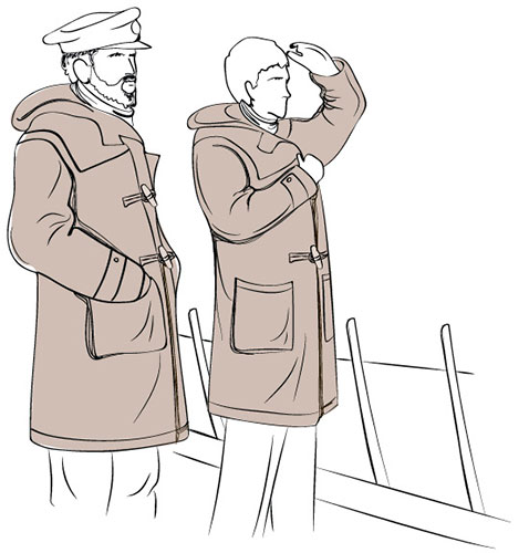 I marinai della flotta navale Reale in dufflecoat Ideal Clothing Company I militari britannici in dufflecoat Original Montgomery