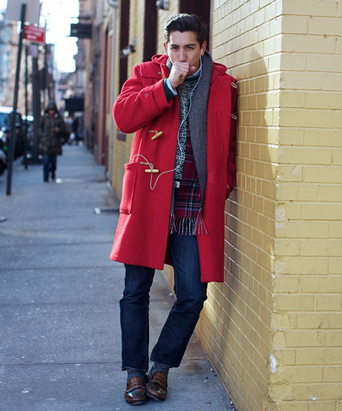 Dufflecoat maschile e jeans